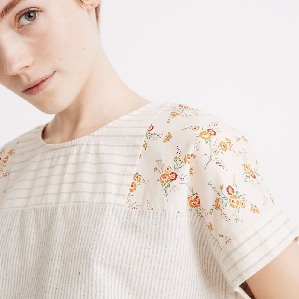 Madewell x The New Denim Project Patchwork Top In Railroad Stripe